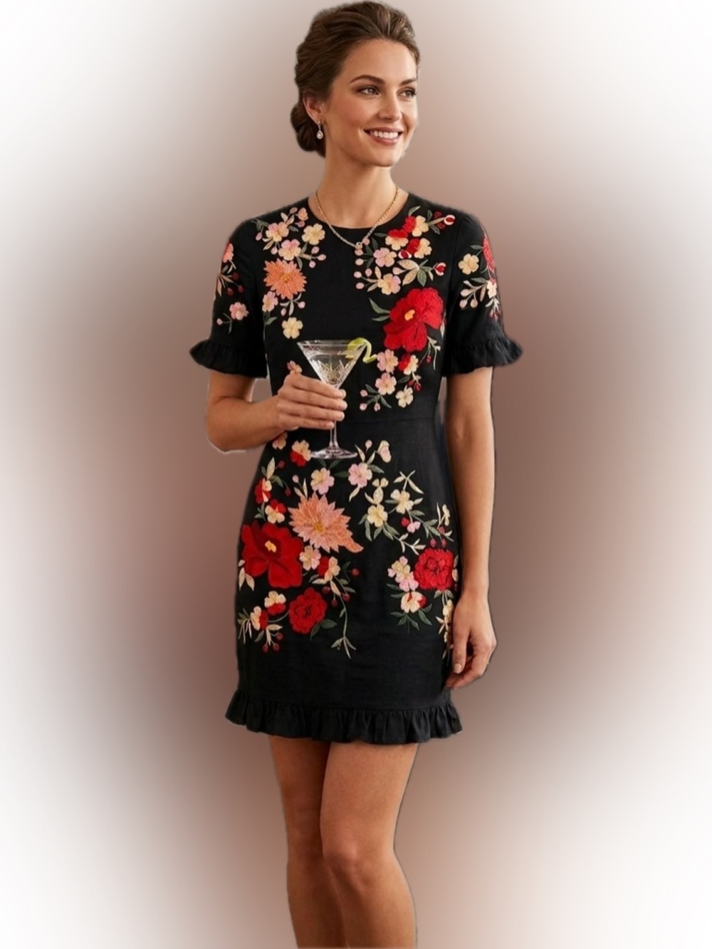ASOS Embroidered Black Floral Dress